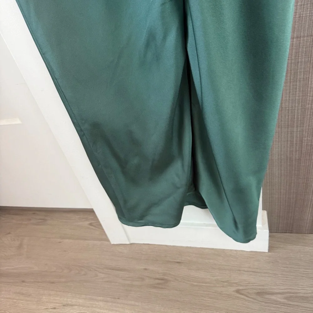 House of CB Charmaine Corset Maxi Dress Pine Green Satin Coquette Size Large